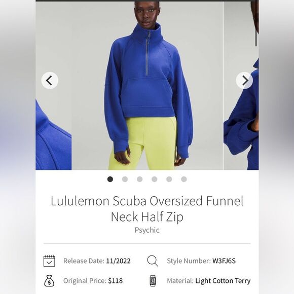 XS/S Lululemon SCUBA OVERSIZED HALF-ZIP FUNNEL NECK - Psychic cobalt Blue - EUC - Picture 9 of 9